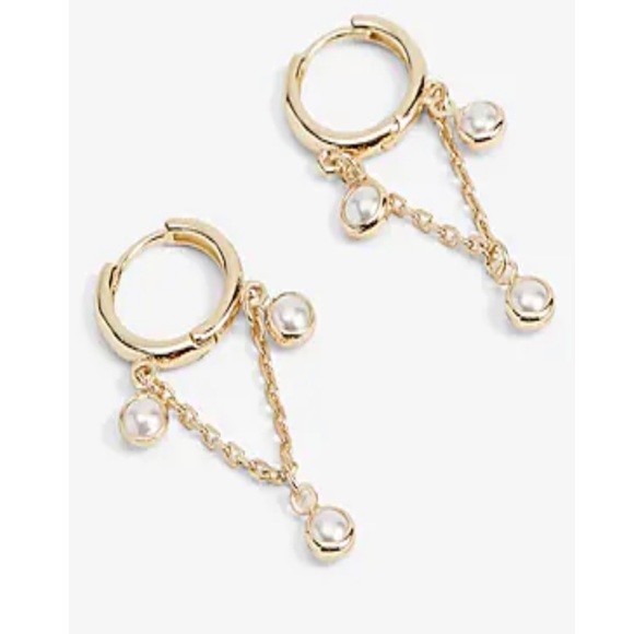 Express Chain Drop Hoop Earrings - Picture 3 of 3